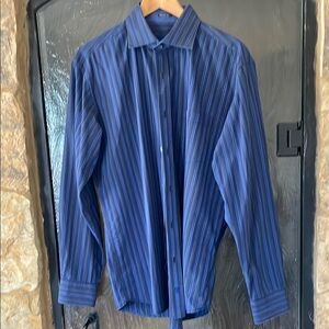 Bugatchi Blue Dress Shirt with Elegant Pinstripes
